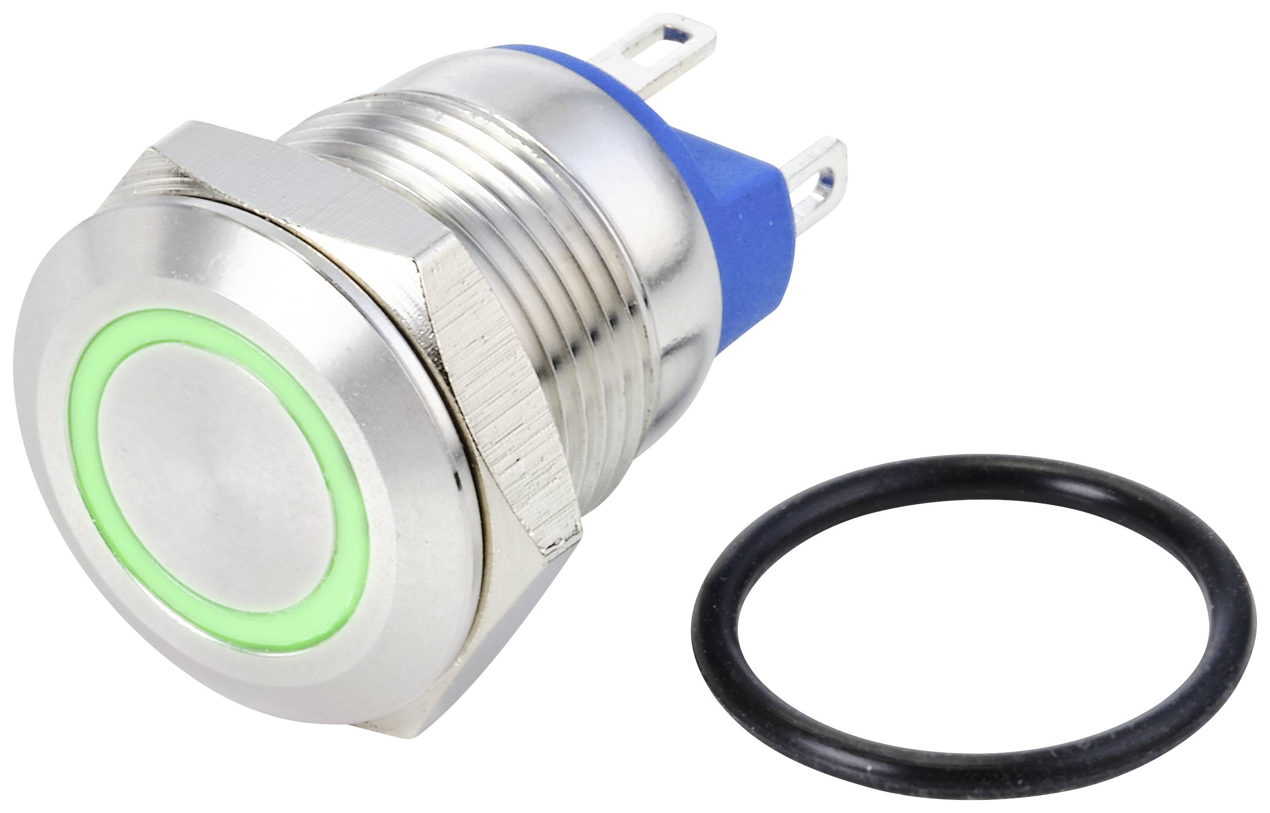 TRU COMPONENTS TC-10090900 GQ12-AF-10E/J/G/24V/S Interruttore antivandalo 48 V/DC 2 A 1x Off / (On) Momentaneo Verde IP67 1 pz.