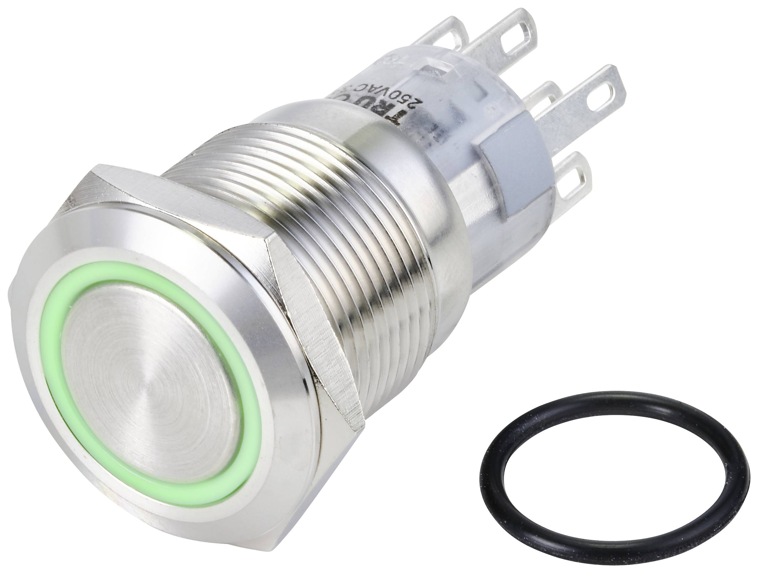 TRU COMPONENTS TC-10090964 LAS1-AGQ-22E/G/24V/S Hærværkssikret trykknap 250 V/AC 3 A 2 x On/(On) Tastende Grøn IP65 1 stk