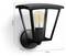 Vonkajšia nástenná lampa v štýle pouličnej lampy s Edison žiarovkou, rozmery: výška 277 mm, šírka 255 mm, hĺbka 219 mm.