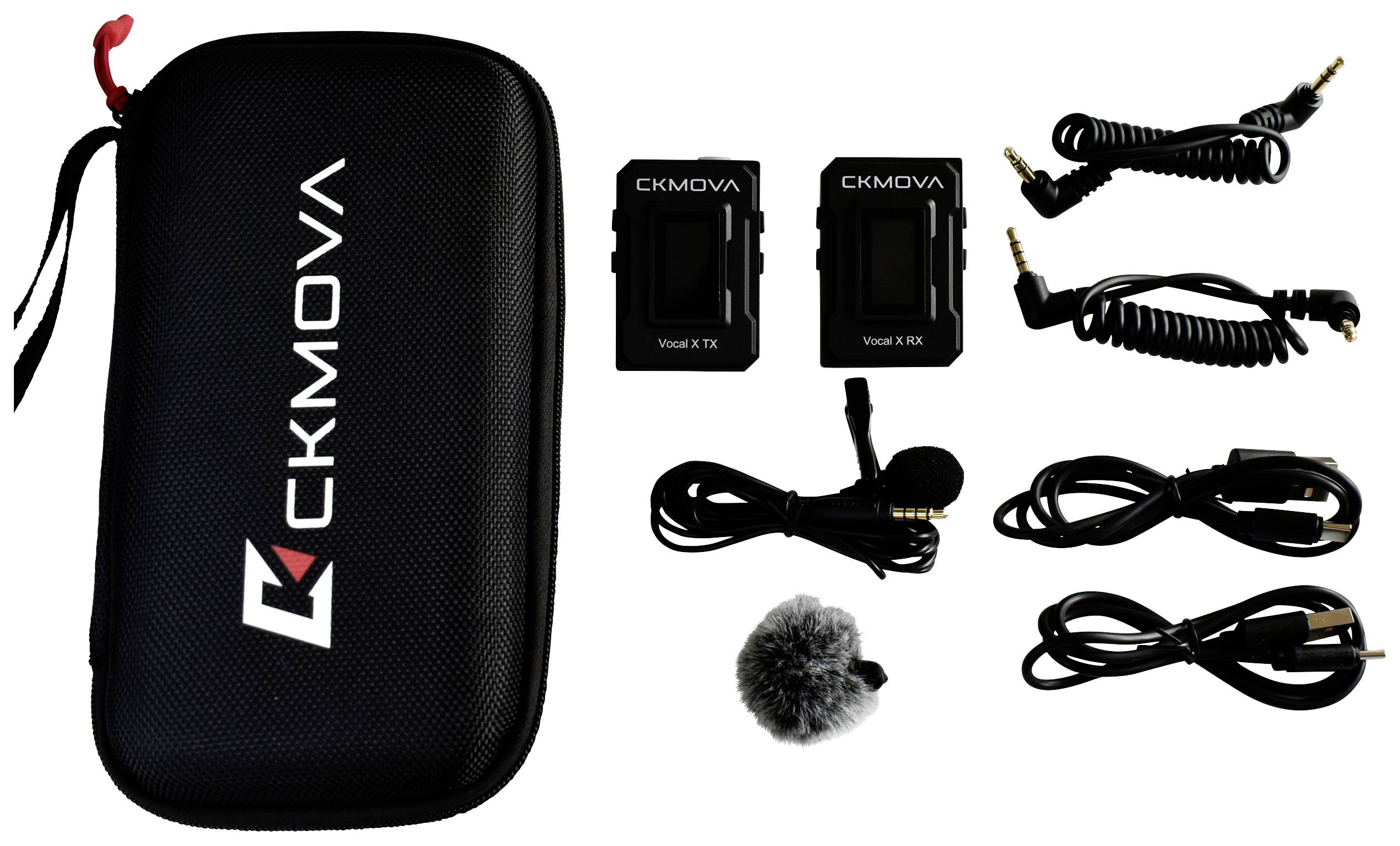 CKMOVA Vocal X V1 Clip-on mikrofon Talemikrofon Overførselstype:Trådløs, Kabelfri Inkl. klemme Mikrofon TRS (3,5 mm jack), Mikrofon TRRS (3,5 mm jack) Trådløs,