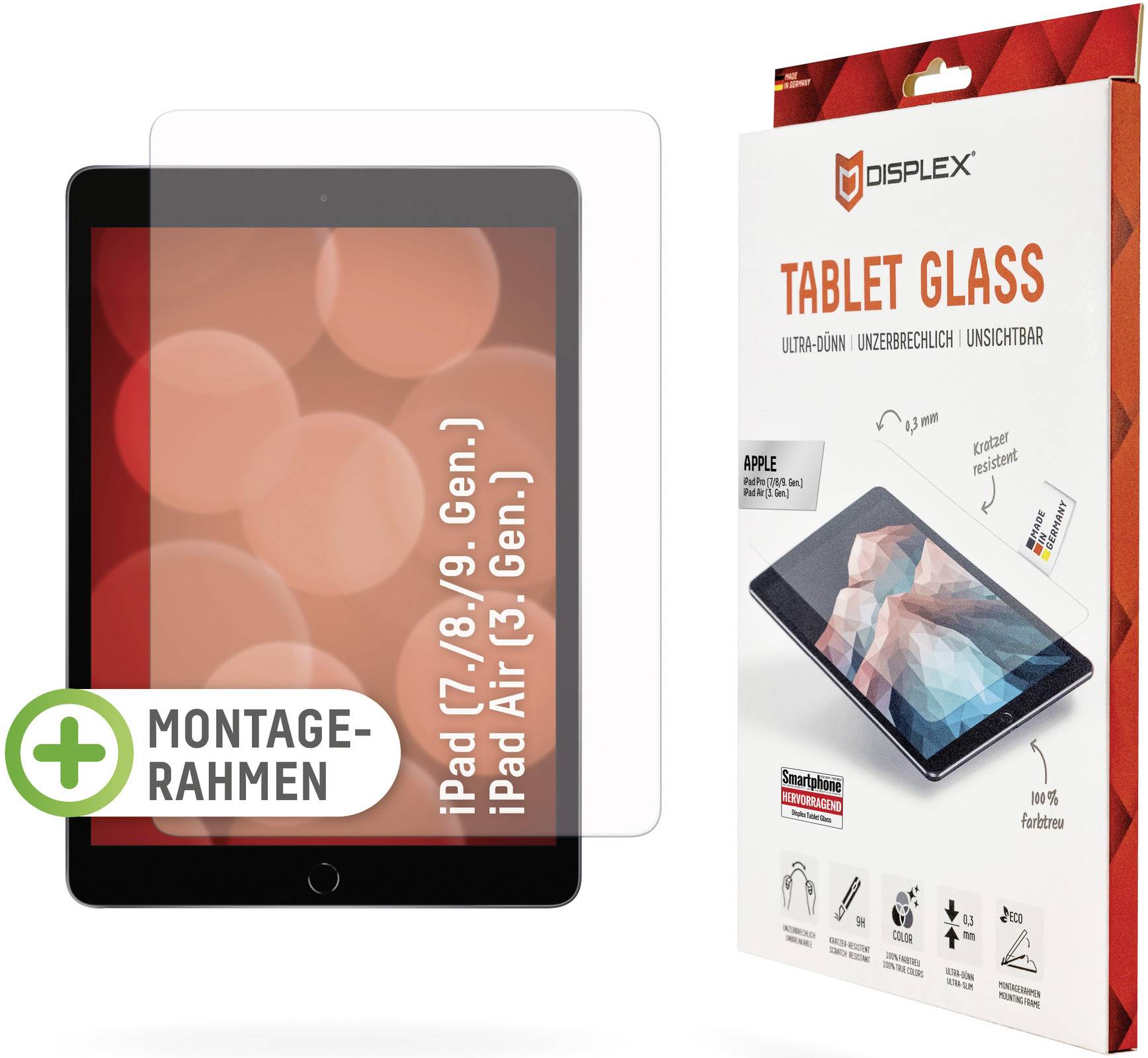 Ochranné displej sklo pre 'iPad (7./8./9. generácia) iPad Air (3. generácia)' s montážnym rámom od Displex.
