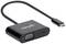 Adaptérový kábel s USB-C konektorom na jednej strane a VGA a USB-C konektormi na druhej strane. Značka 'Manhattan'.