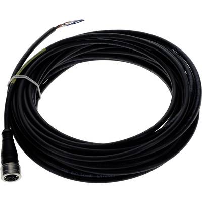 Stočený čierny kábel s konektorom na jednom konci a obnažený vodičmi na druhom konci, vhodný pre elektrické alebo elektronické zariadenia.