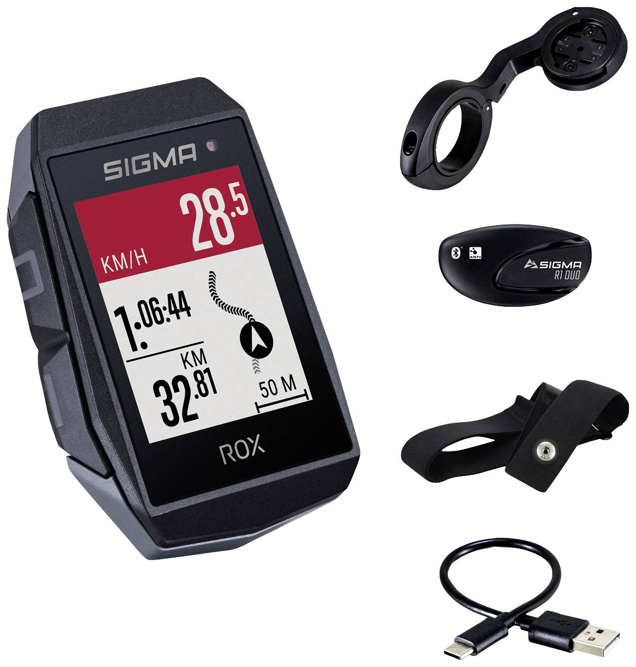 Sigma ROX 11.1 EVO HR Set Navigatore per bicicletta Bicicletta GPS, GLONASS, protetto dagli spruzzi dacqua