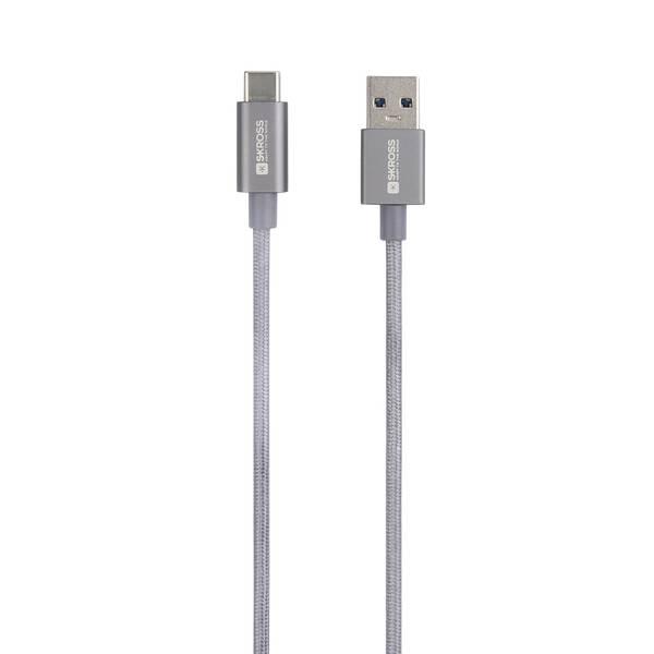 Skross USB kábel USB 3.2 Gen1 USB-A zástrčka 1.20 m sivá space guľatý, flexibilný, látkový poťah SKCA0012A-C120CN