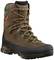 Hnedá turistická topánka s oranžovými šnúrkami, robustným dizajnom a čiernou podrážkou, ideálna pre outdoorové aktivity.