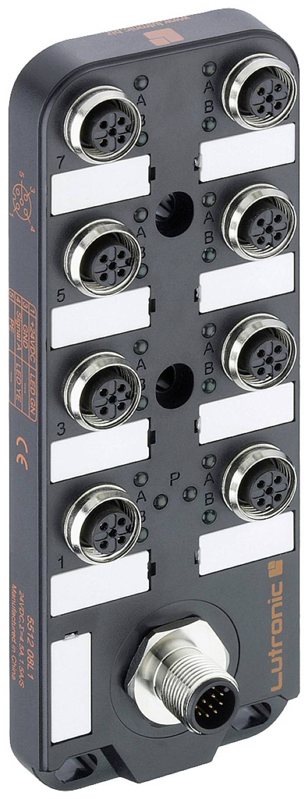 Lutronic 5512 08L1 5512 08L1 pasívny box senzor/ aktor rozdeľovač M12 s kovovým závitom 1 ks Piece