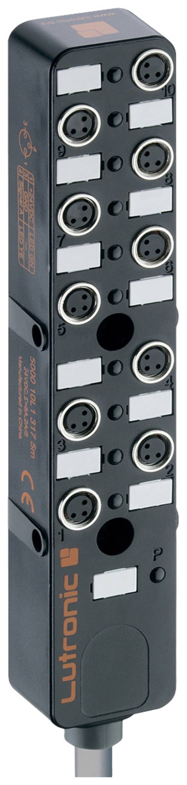 Lutronic 5000 10L1 3... 5000 10L1 317 5m pasívny box senzor/ aktor rozdeľovač M8 s kovovým závitom 1 ks