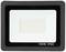 Obdĺžnikový LED reflektor, 100W, IP66, čierny rám, vhodný do exteriéru.