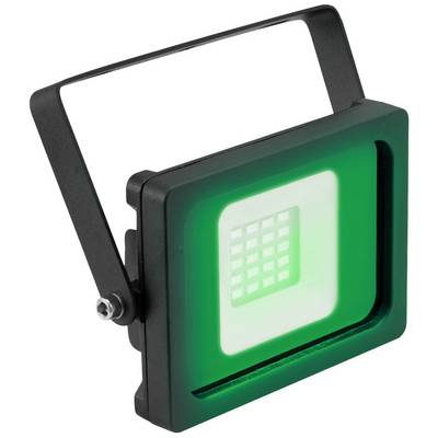 Obdĺžnikový LED reflektor s čiernym rámom svieti zeleno. Je vhodný na montáž na stenu alebo podlahu.