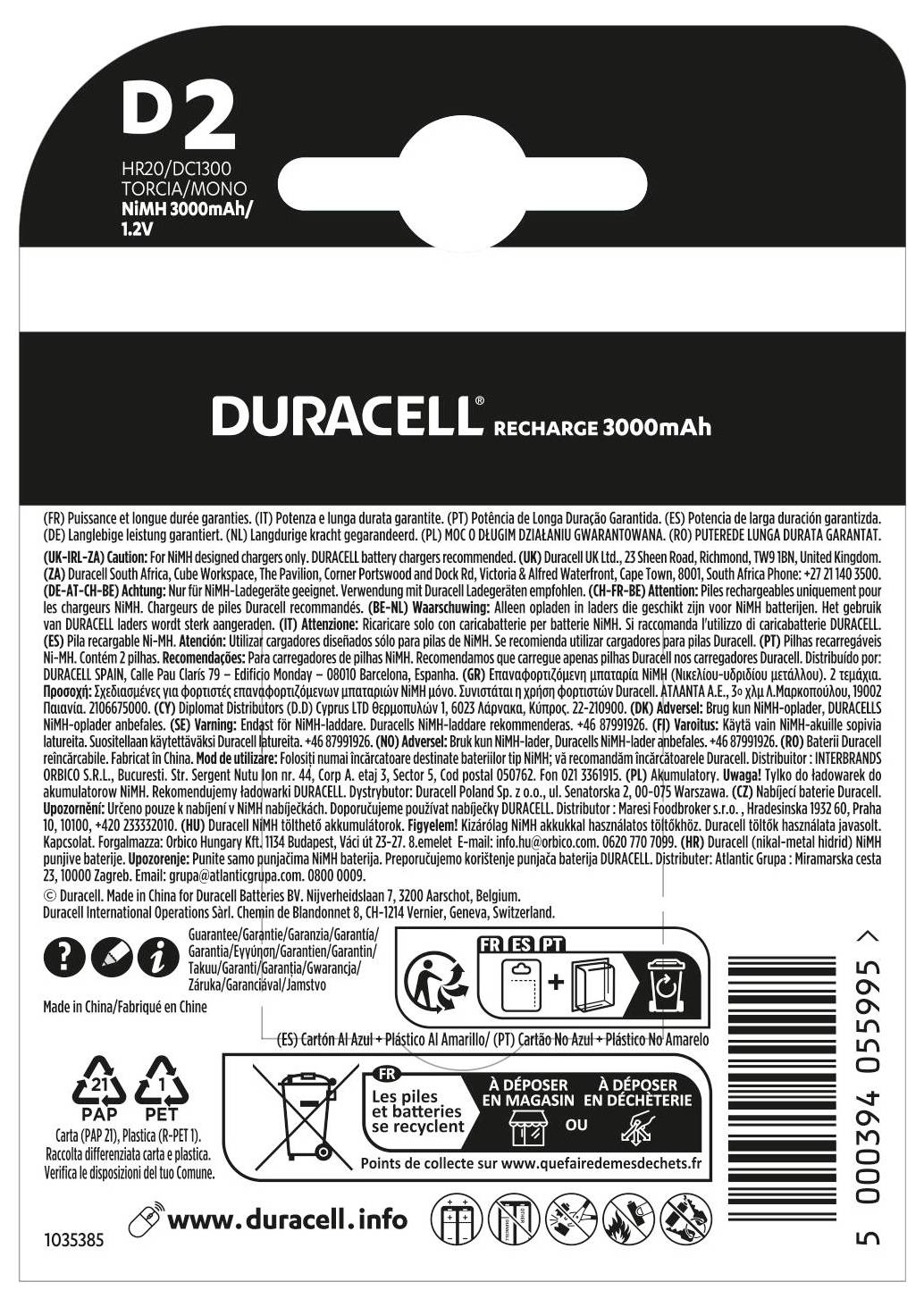 Duracell PreCharged akumulátor typu D Ni-MH 3000 mAh 1.2 V 2 ks-1