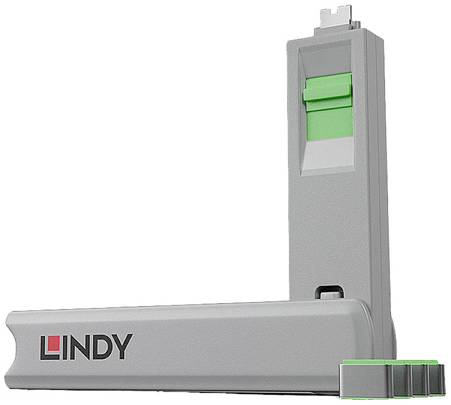 Sivý sieťový tester značky LINDY so zeleným RJ45 konektorom, ktorý slúži na kontrolu sieťových káblov.