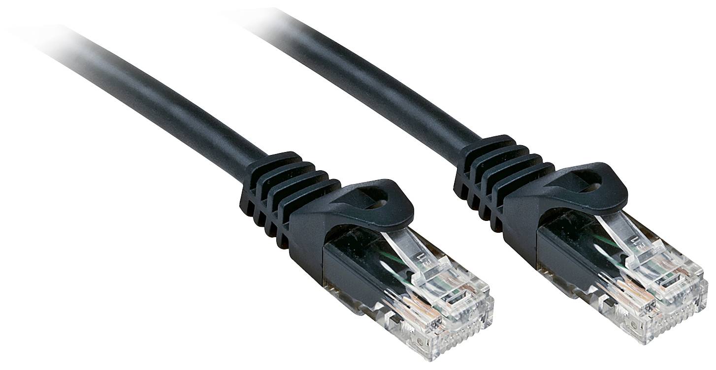 Dva čierne ethernetové káble s RJ45 konektormi.