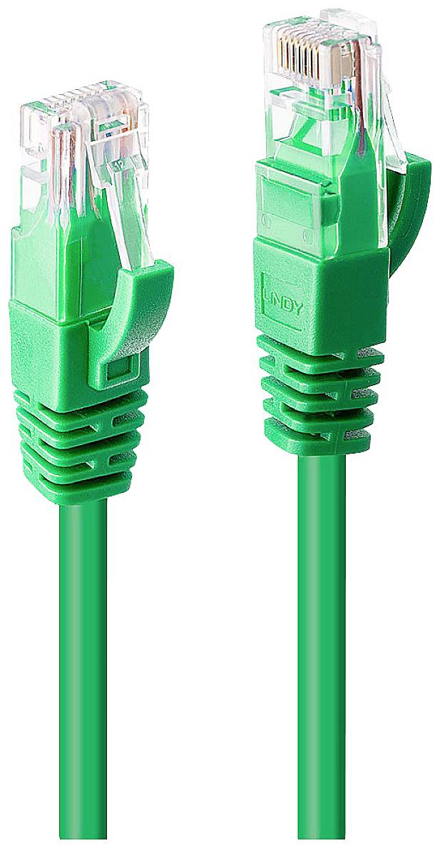 Dva zelené konektory ethernetového kábla vedľa seba, vyrobené z plastu, s priehľadnými prípojkami.