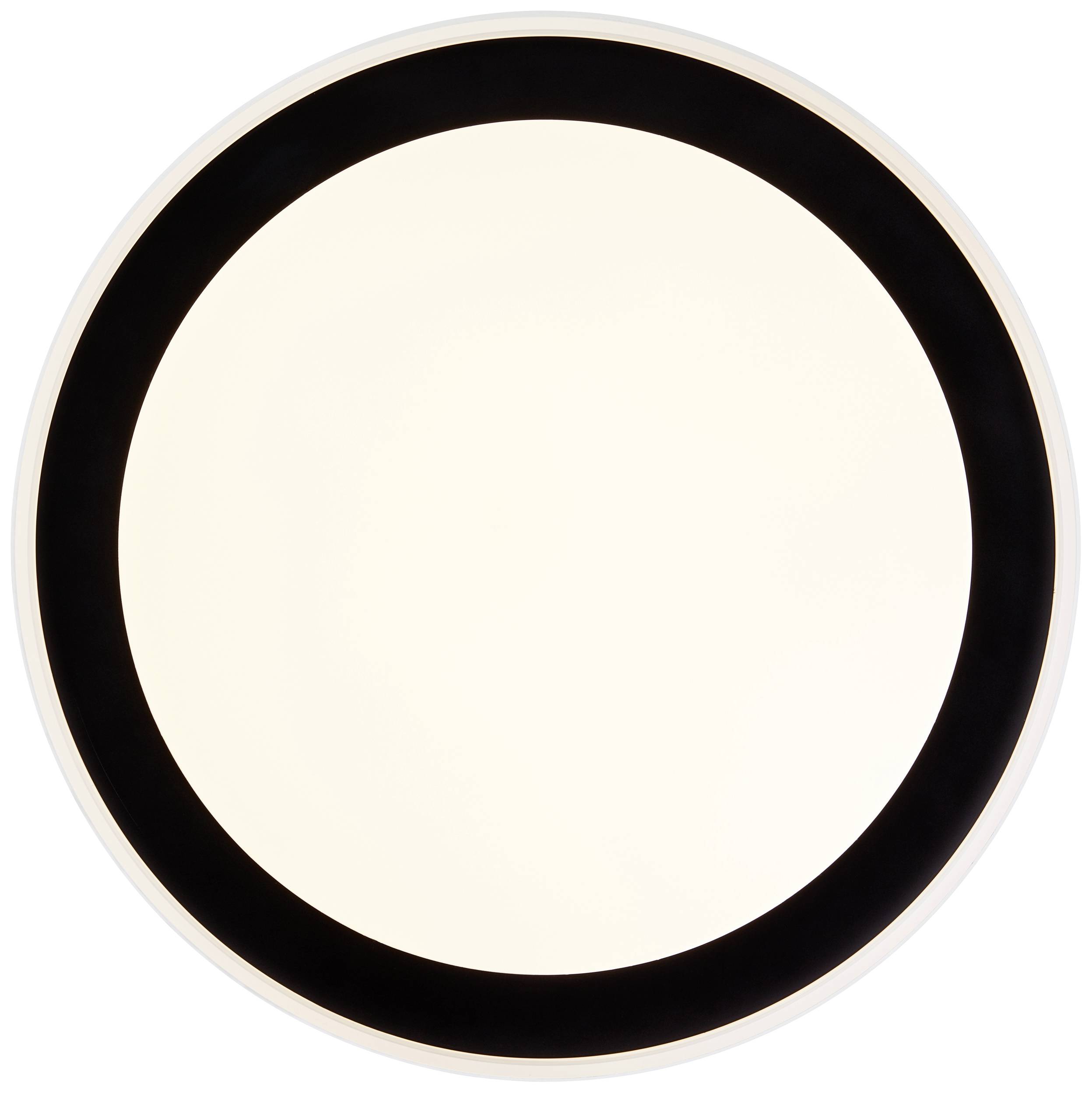 Okrúhle, ploché LED stropné svietidlo s moderným dizajnom. Svietiaci kruh so širokým čiernym lemom.