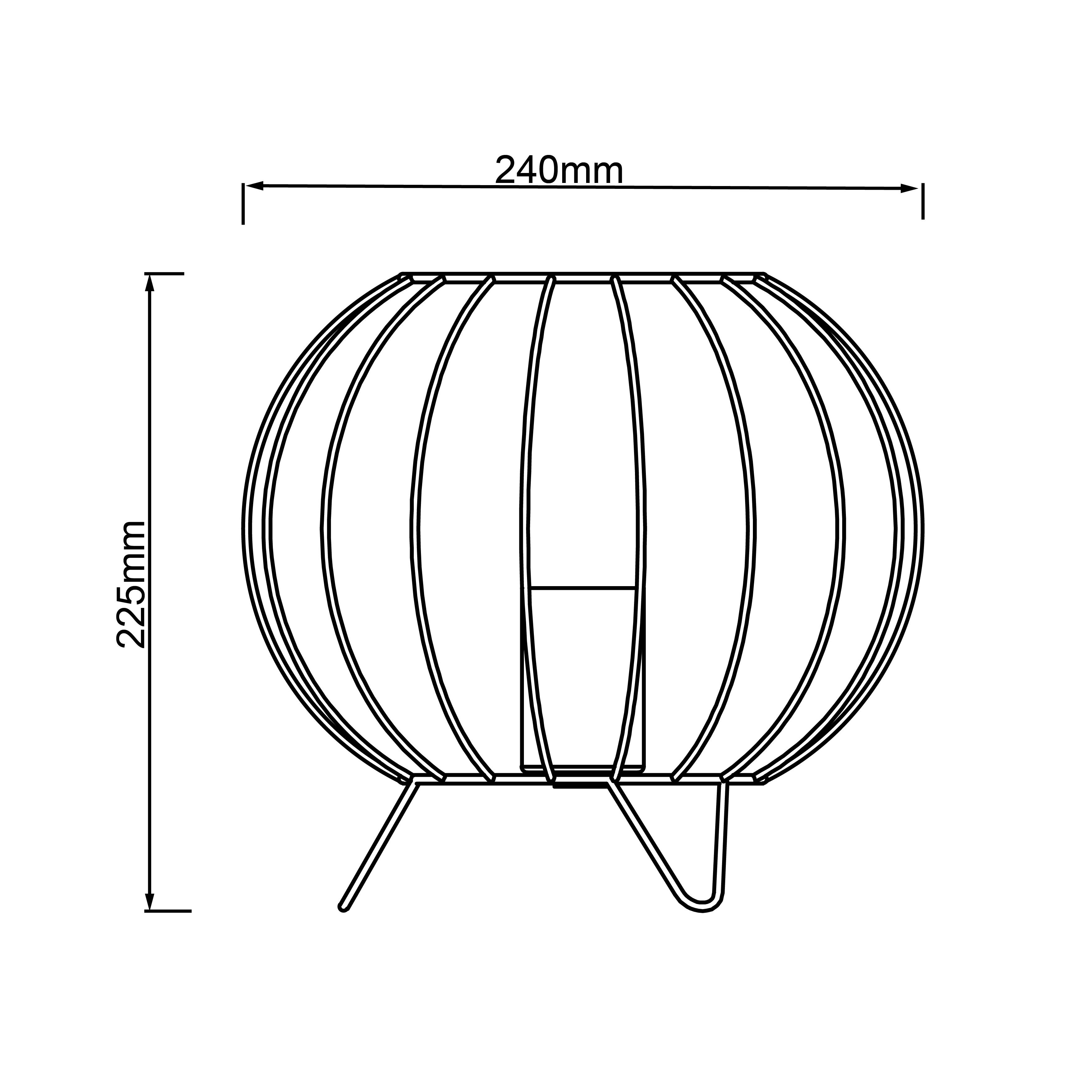 Drôtený kôš okrúhleho tvaru, široký 240 mm a vysoký 225 mm. Neobsahuje žiadne ďalšie detaily ani dekorácie.