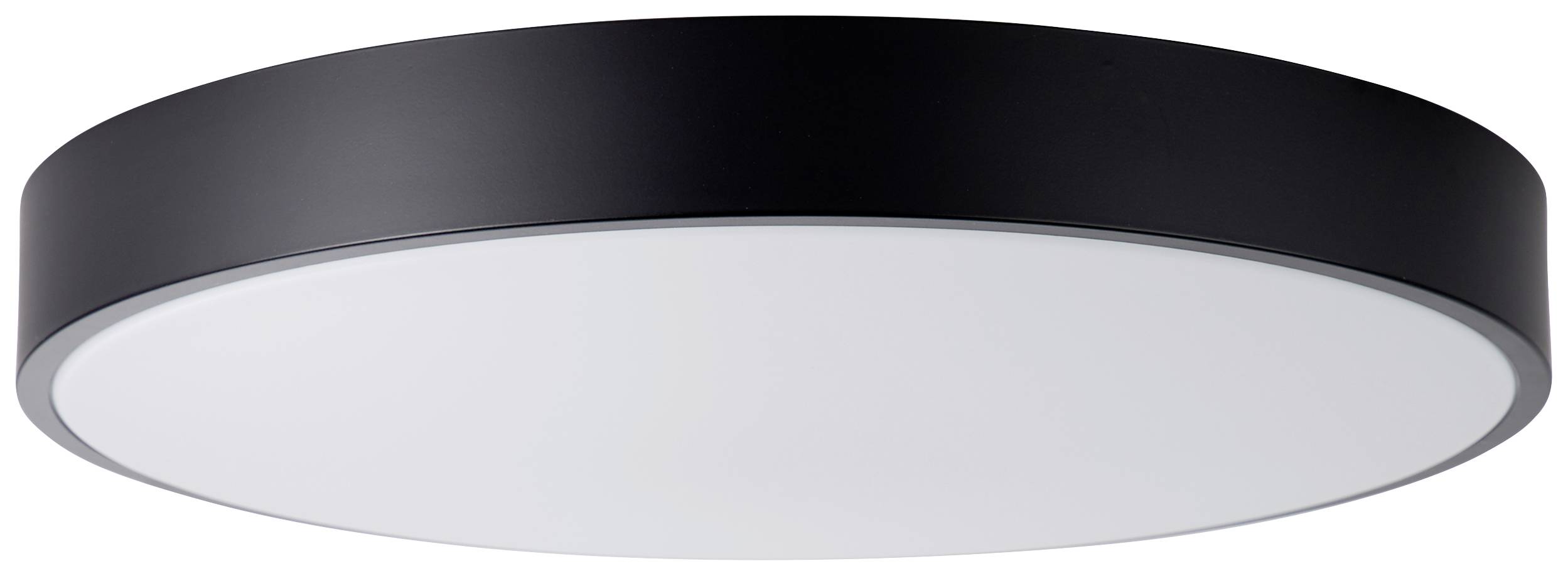 Okrúhle stropné svietidlo v čiernej farbe s bielym difúzorom. Nevyhnutnosť pre moderný obytný priestor.