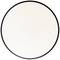 Veľký, svetlý kruh s tenkým tmavým okrajom na bielom pozadí.