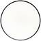 Okrúhla, biela plocha s čiernym okrajom.