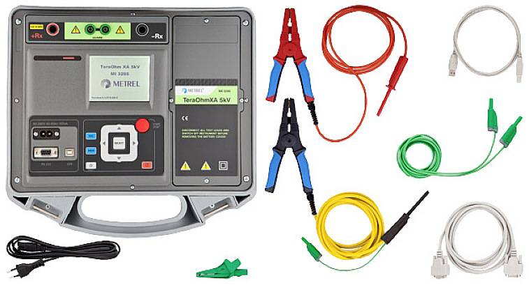 Elektrické testovacie zariadenie s rôznymi farebnými krokodílovými svorkami a káblami, ktoré sa používa na kontrolu elektrických systémov.