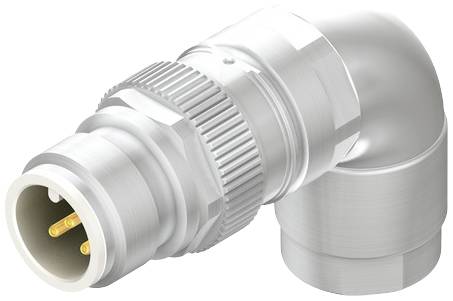 Biely pravouhlý konektor s kovovými kontaktmi, vhodný na prepojenie elektrických káblov v priemyselných aplikáciách.