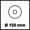 Obrázok zobrazuje symbol kruhu s priemerom 150 mm, ktorý je znázornený značkou 'Ø 150 mm' pod kruhovým tvarom.
