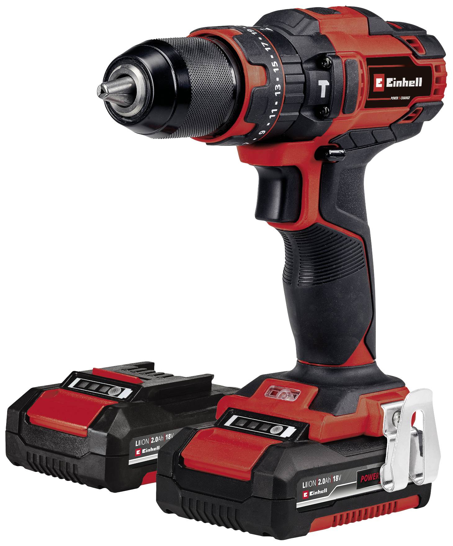 Einhell TE-CD 18/40 Li-i +64 (2x2,0Ah) 2-växel-Slagborrmaskin batteri inkl. 2x batterier, inkl. laddare, inkl. väska