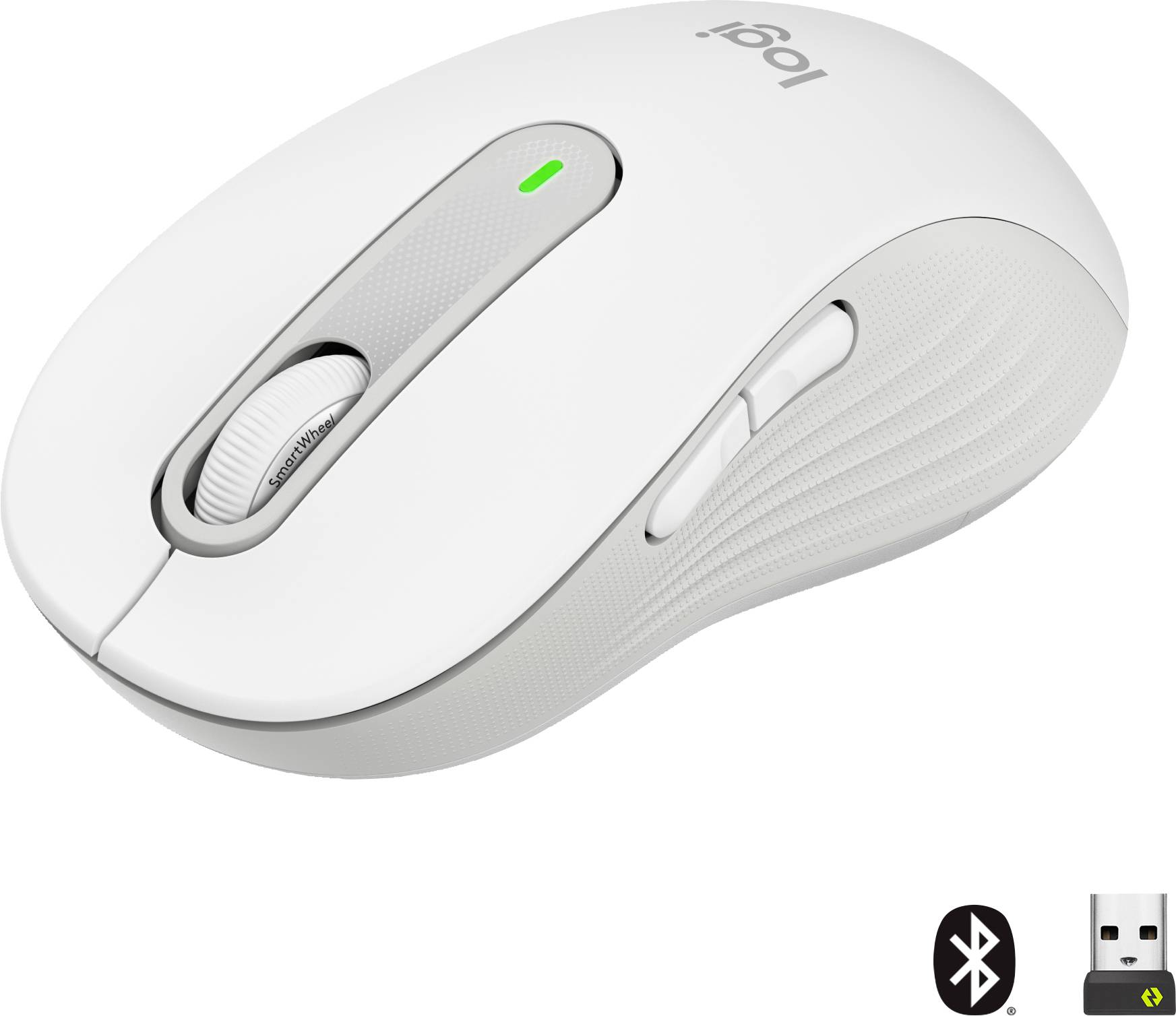 Logitech Signature M650 L Mouse Senza fili (radio), Bluetooth® Dimensione: L Ottico Bianco 5 Tasti 4000 dpi