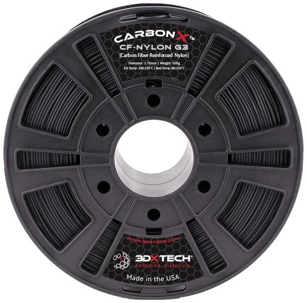 3D Xtech NYL3010500BK0 CarbonX CF Polyamid PA6 vlákno pre 3D tlačiarne PA plast chemicky odolné 1.75 mm 500 g čierna  1 ks
