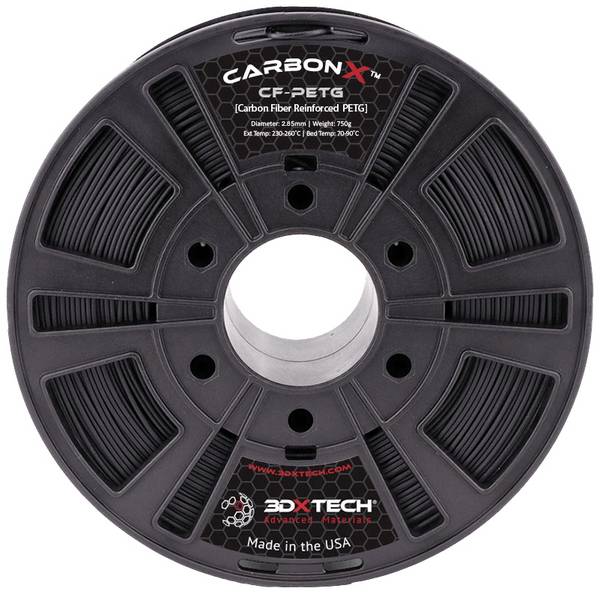 3D Xtech PTG3030750BK0 CarbonX™ CF vlákno pre 3D tlačiarne PETG Compound chemicky odolné 2.85 mm 750 g čierna  1 ks