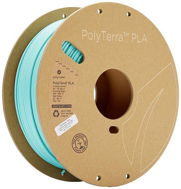 Polymaker 70845 PolyTerra PLA vlákno pre 3D tlačiarne PLA plast  Nižší obsah plastov 2.85 mm 1000 g modrozelená  1 ks