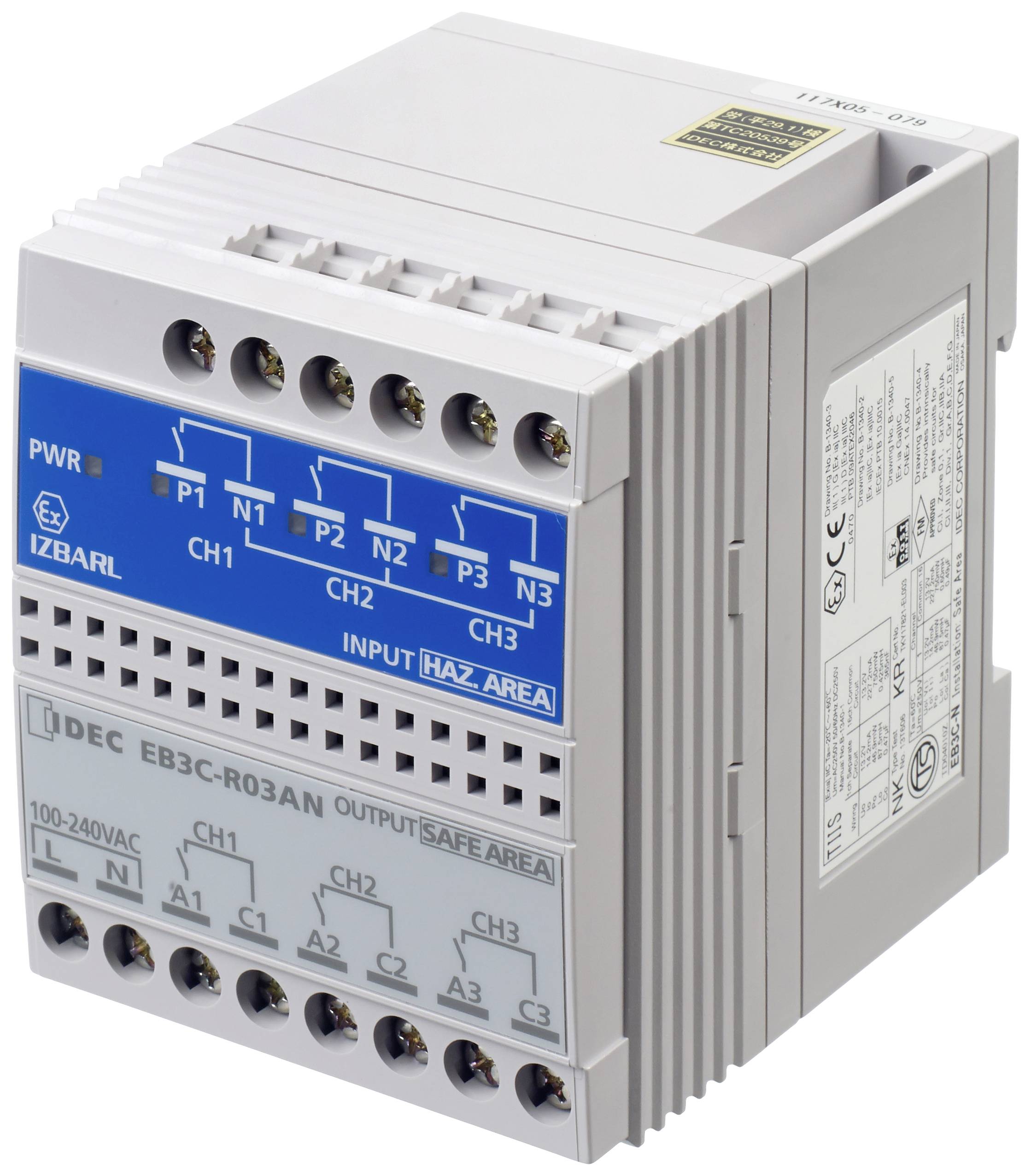 Idec EB3C-R03AN Bewakingsrelais Aantal relaisuitgangen: 3 Aantal analoge ingangen: 3 afbeelding