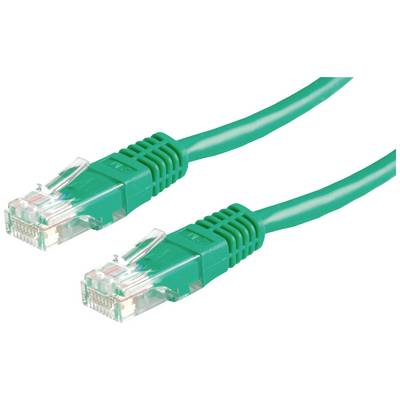 Zelený ethernetový kábel s dvomi RJ45 konektormi.