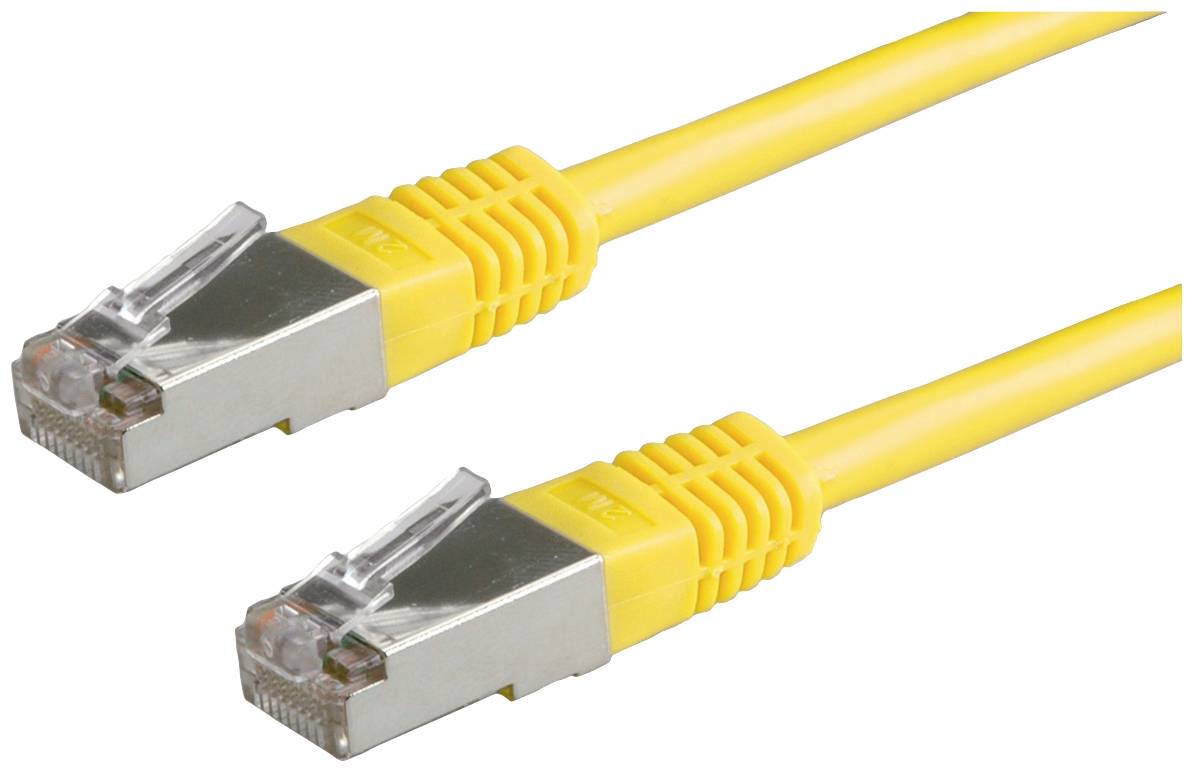 Roline 21.15.0342 RJ45 Cavo di rete, cavo patch CAT 5e S/FTP 2.00 m Giallo doppia schermatura, contatti connettore dorati 1 pz.