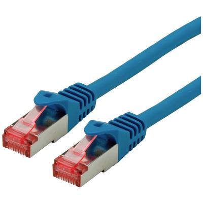 „Dva modré ethernetové káble s červenými konektormi, typicky používané pre sieťové pripojenia."