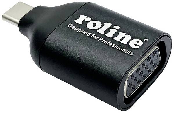 Roline 12.03.3228 USB-C® / VGA adaptér [1x USB-C® zástrčka - 1x D-SUB zásuvka 15-pólová, VGA zásuvka] čierna  0 mm