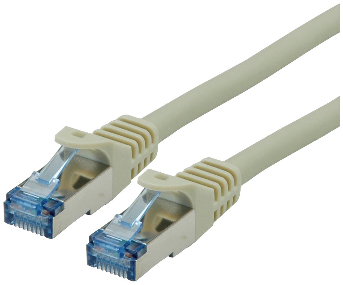 Dva béžové ethernetové káble s RJ45 konektormi na oboch koncoch, vhodné pre sieťové pripojenia.