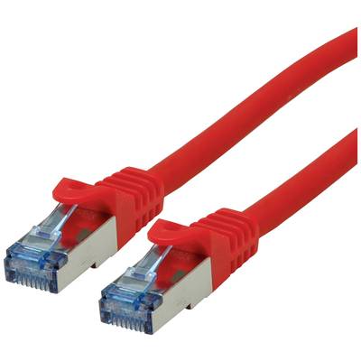 Dva červené ethernetové káble so zakončeniami RJ-45, ktoré sa používajú na sieťové pripojenia.