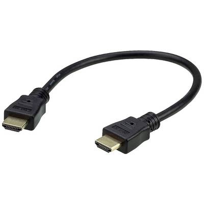 Čiernykábel HDMI so zásuvkami na oboch koncoch, vhodný na prenos vysokého rozlíšenia zvuku a videa medzi zariadeniami.
