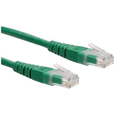 Dva zelené ethernetové káble s RJ45 konektormi.