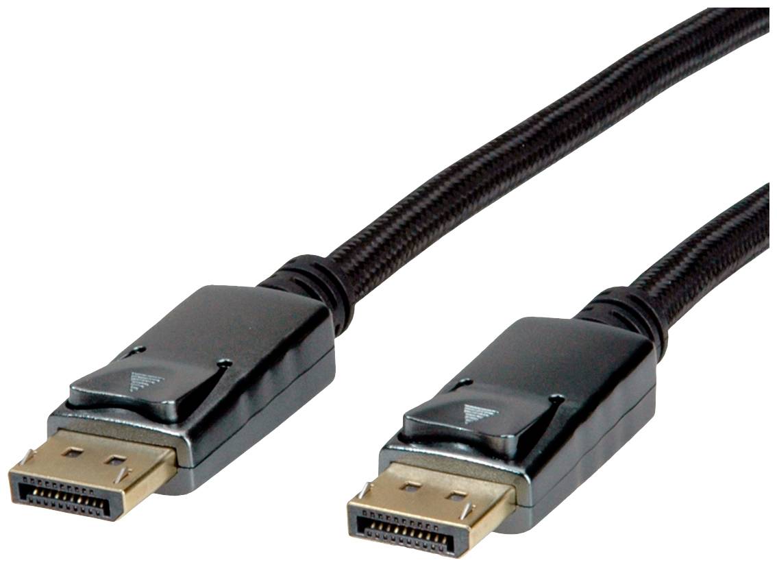 Dva DisplayPort káble s čiernymi konektormi a opletaným plášťom kábla, vhodné na pripojenie monitorov k počítačom alebo iným zariadeniam.