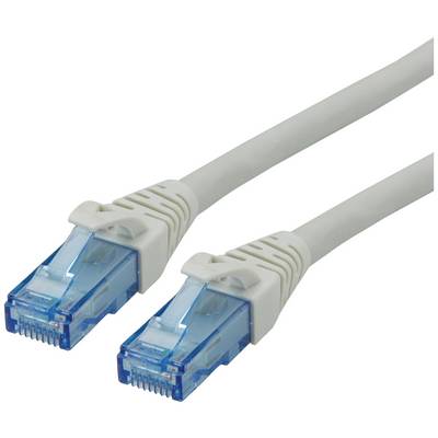 Dva biele ethernetové káble s modrými konektormi.