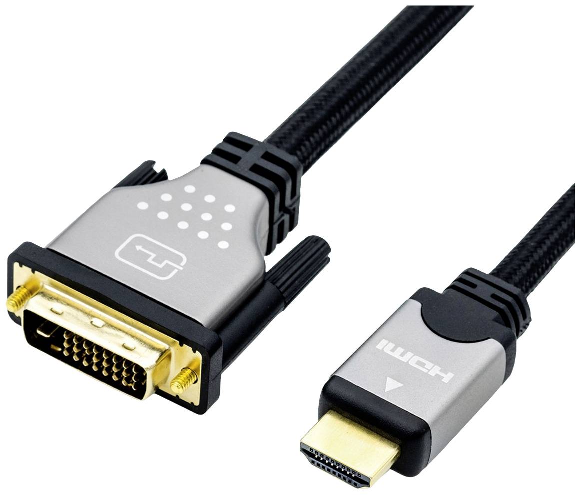 Cavo monitor ROLINE DVI (24+1) - HDMI, ST/ST, nero / argento, 7,5 m