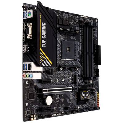 Základná doska s označením 'TUF Gaming'. Obsahuje PCIe sloty, sloty pre RAM a konektory pre periférne zariadenia.