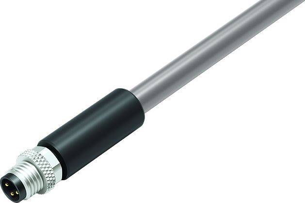 Jeden samostatný kábel so strieborným konektorom, vhodný pre elektronické prepojenia, na neutrálnom pozadí.