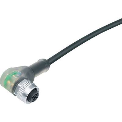 Čierny kábel so zahnutou koncovkou na jednom konci, vhodný pre elektronické prepojenia v priemyselných aplikáciách.
