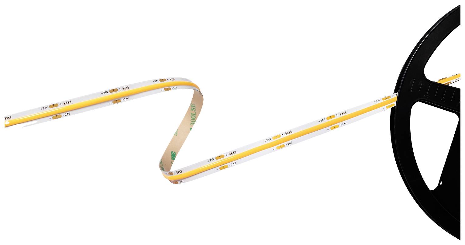 LED svetelný pás na rolke, ohybný, s bielym svetelným výstupom; ideálny pre dekoratívne osvetlenie alebo akcentové osvetlenie v interiéroch.