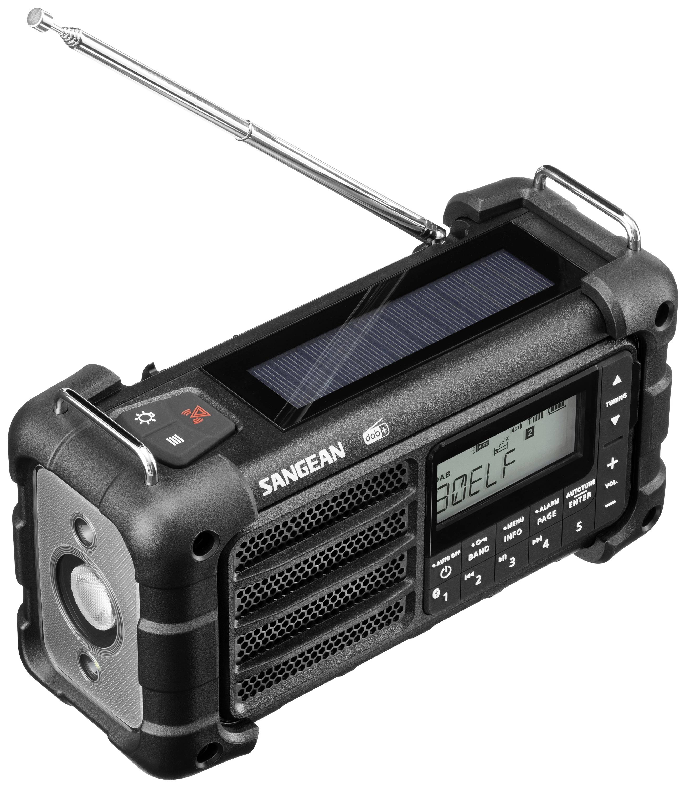 Sangean MMR-99 Radio per esterni DAB+, DAB, FM Radio di emergenza, Bluetooth Pannello solare, antispruzzo , antipolvere Nero