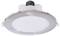 Okrúhle LED zapustené svietidlo so strieborným rámom, bielym krytom a plastovým púzdrom, vhodné na montáž na strop.