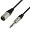 XLR-na-jack kábel ukazuje prepojenie medzi XLR konektorom a jack konektorom, typické pre audio aplikácie.
